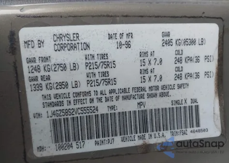 1997 Jeep Grand Cherokee Laredo/Tsi z USA, uszkodzony, nr VIN 1J4GZ58S2VC555524